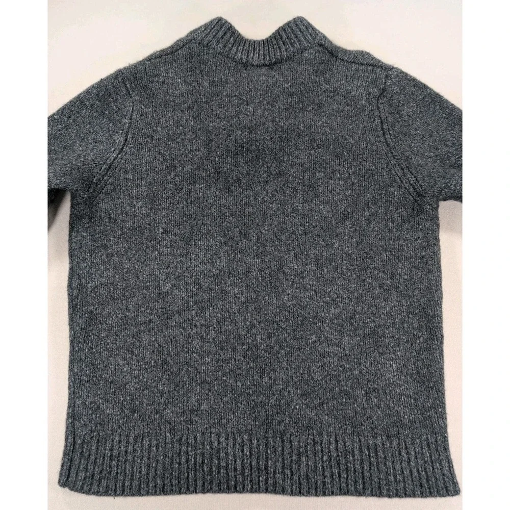 L.L. Bean 100% Lambswool Sweater Mens Large Gray Henley Shawl Collar Vintage